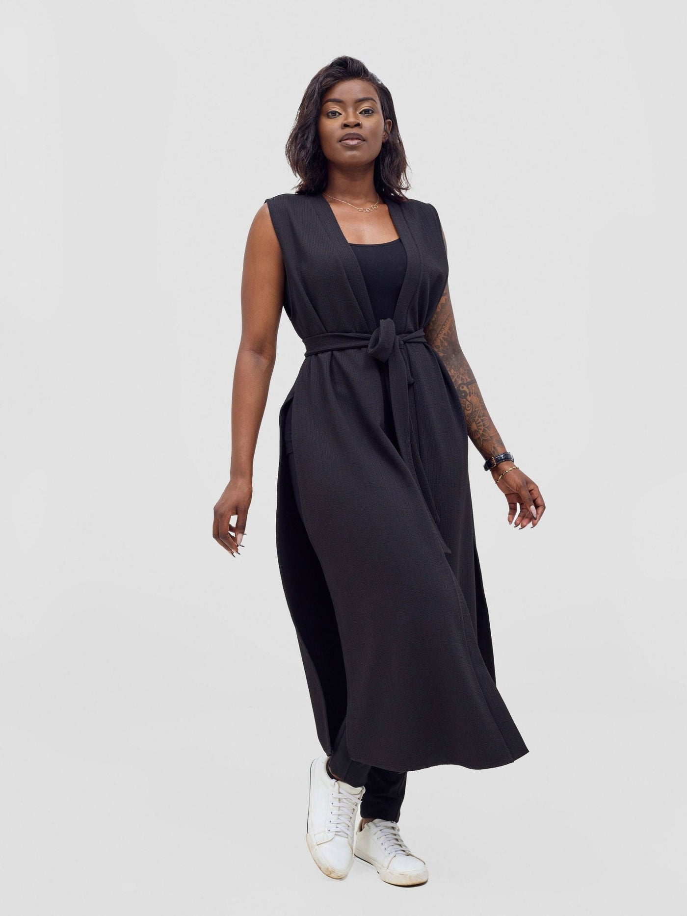 Vivo Chela Sleeveless Waterfall - Black - Shopzetu