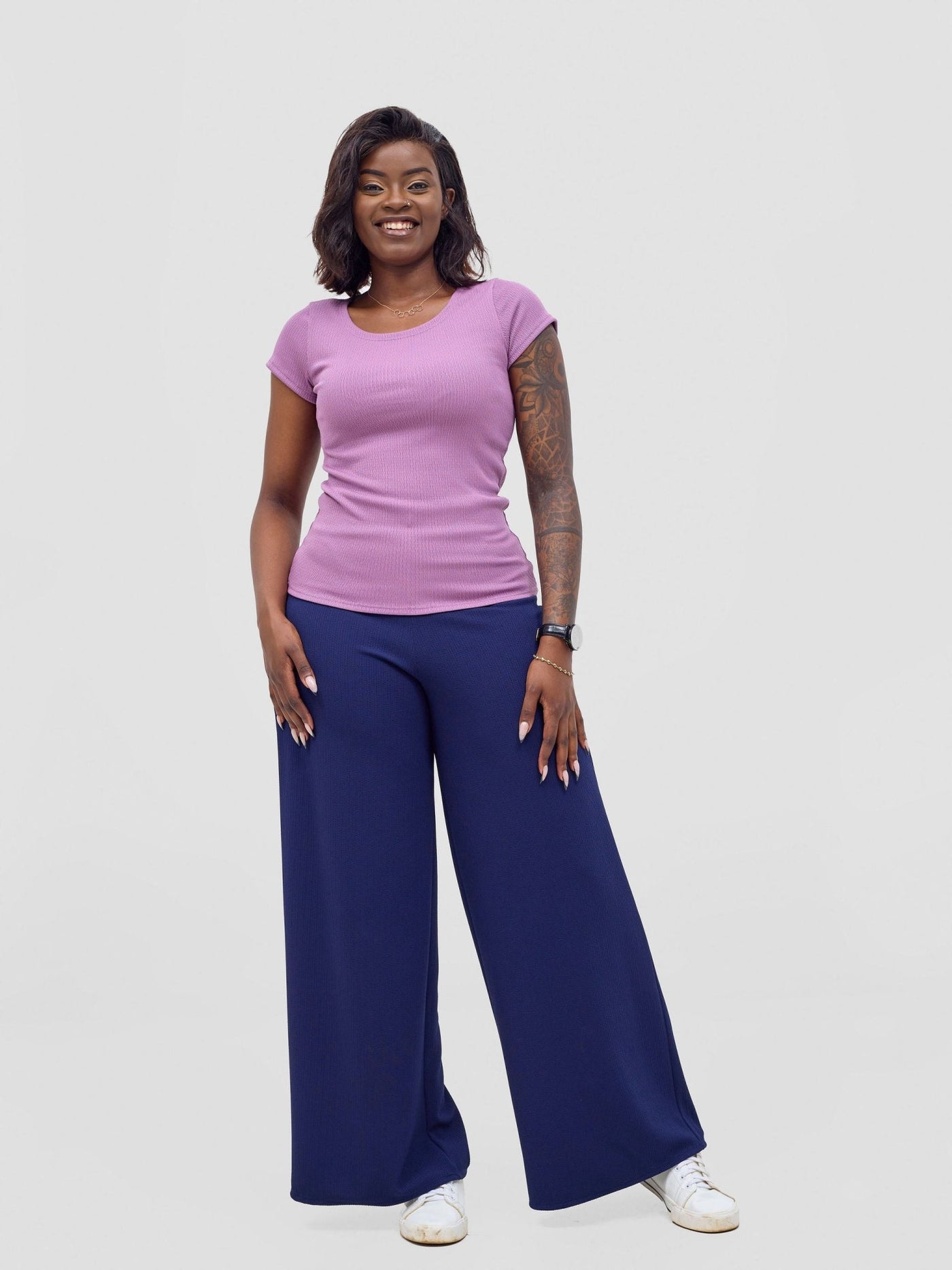 Vivo Chela Basic Cap Sleeve Top - Lilac - Shopzetu