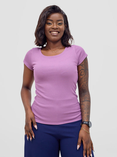 Vivo Chela Basic Cap Sleeve Top - Lilac - Shopzetu