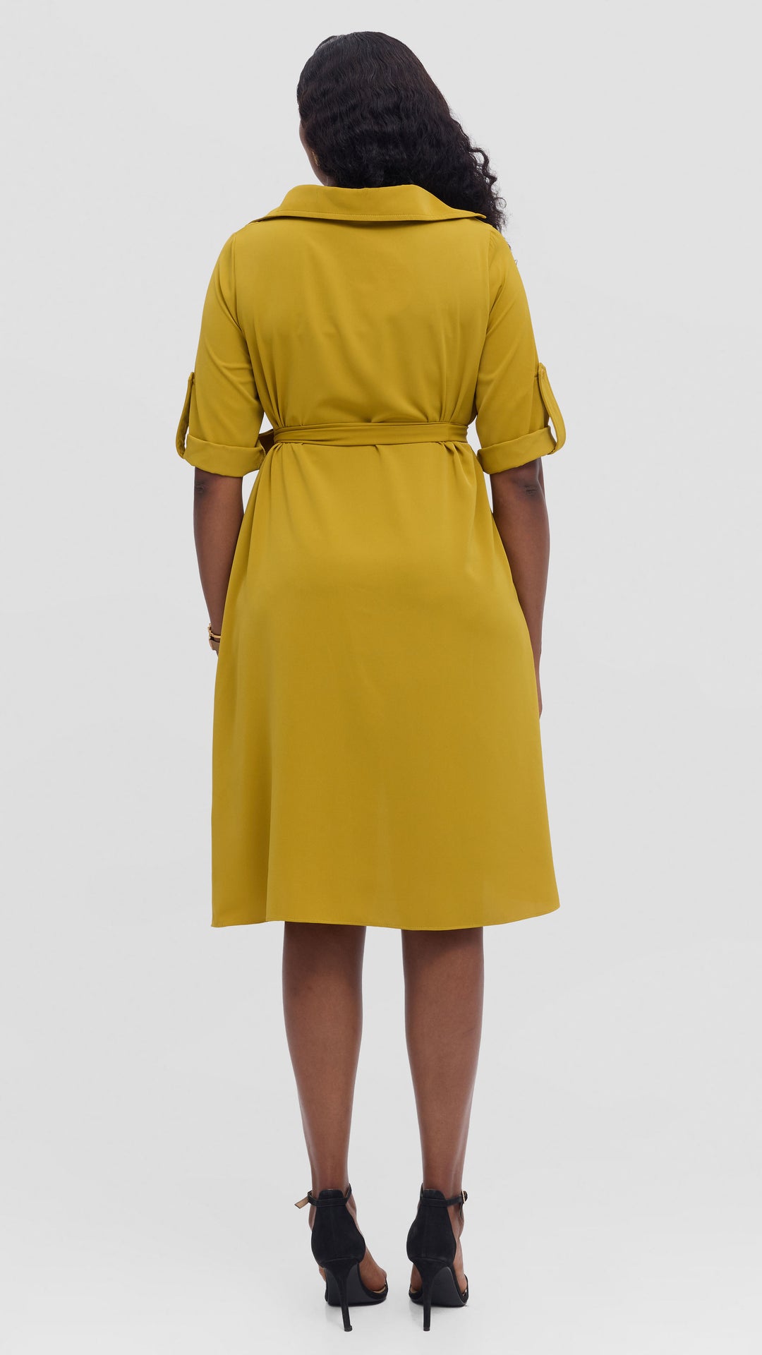 Vivo Ava 3/4 Sleeve Tent Shirt Dress in Crepe - Light Olive