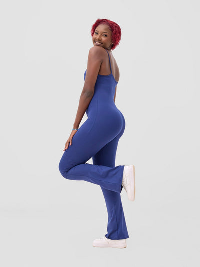 Zoya Sadira Bell Bottom Unitard - Navy Blue - Shopzetu