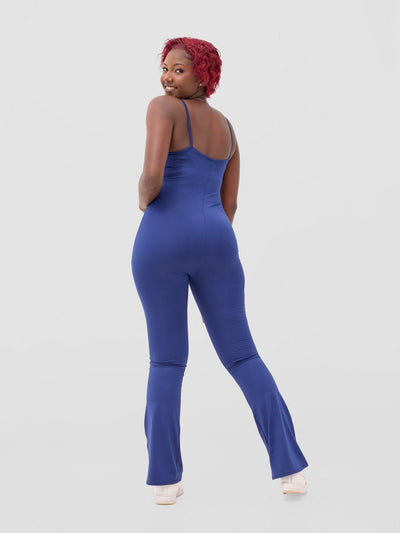 Zoya Sadira Bell Bottom Unitard - Navy Blue - Shopzetu