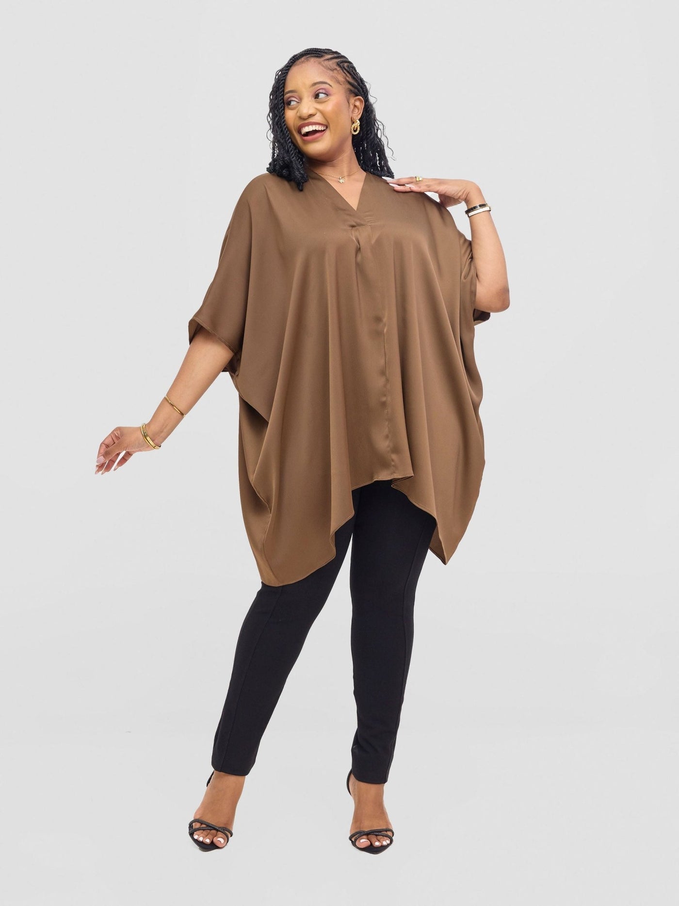 Vivo Tahisa Loose Top - Dark Olive - Shopzetu