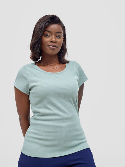 Vivo Chela Basic Cap Sleeve Top - Sage - Shopzetu