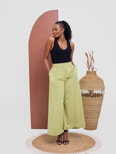 Vivo Basic Crepe Pants - Lime Green - Shopzetu