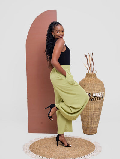 Vivo Basic Crepe Pants - Lime Green - Shopzetu