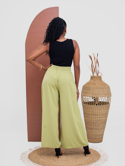 Vivo Basic Crepe Pants - Lime Green - Shopzetu