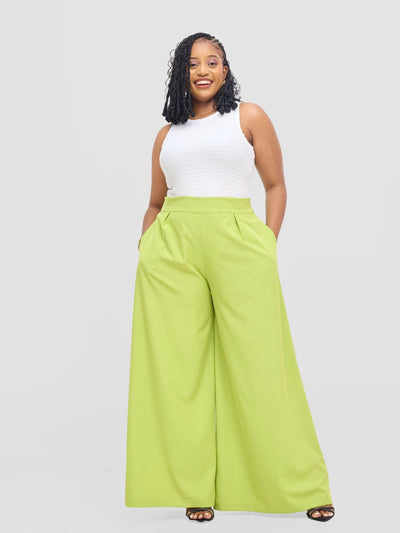Vivo Basic Crepe Pants - Lime - Shopzetu