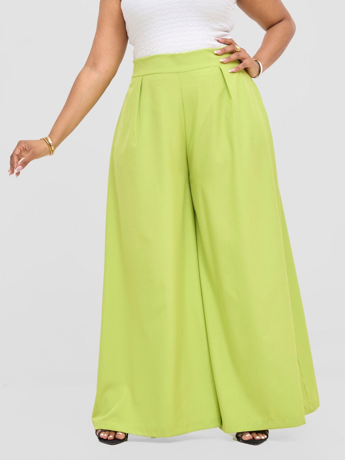 Vivo Basic Crepe Pants - Lime - Shopzetu