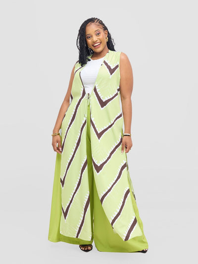 Vivo Isabi Sleeveless Kimono - Lime / White Sabi Print - Shopzetu