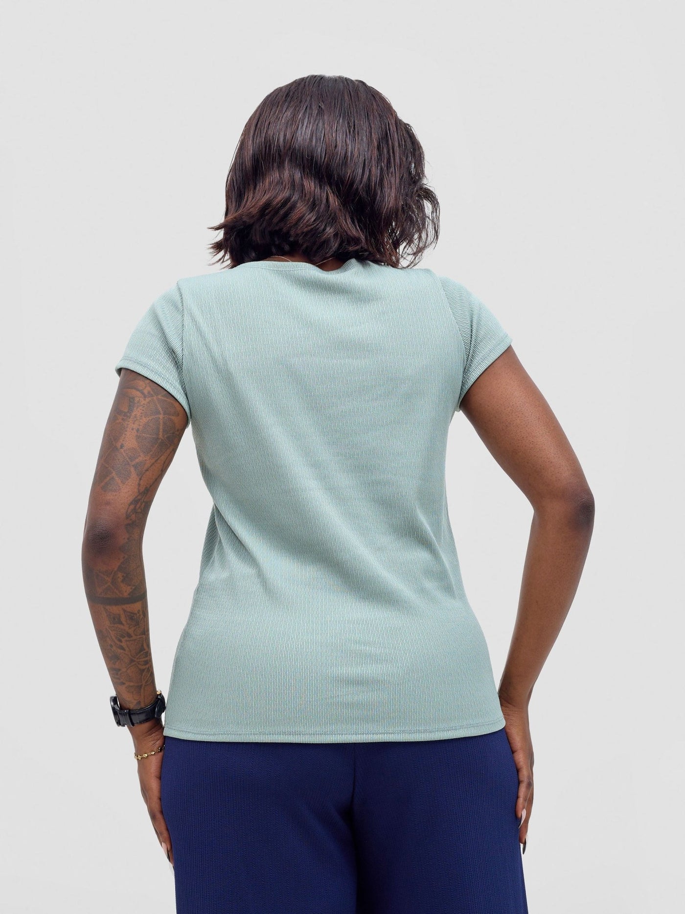 Vivo Chela Basic Cap Sleeve Top - Sage - Shopzetu