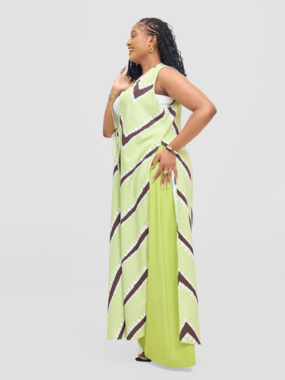 Vivo Isabi Sleeveless Kimono - Lime / White Sabi Print - Shopzetu