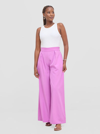 Vivo Basic Crepe Pants - Lilac - Shopzetu