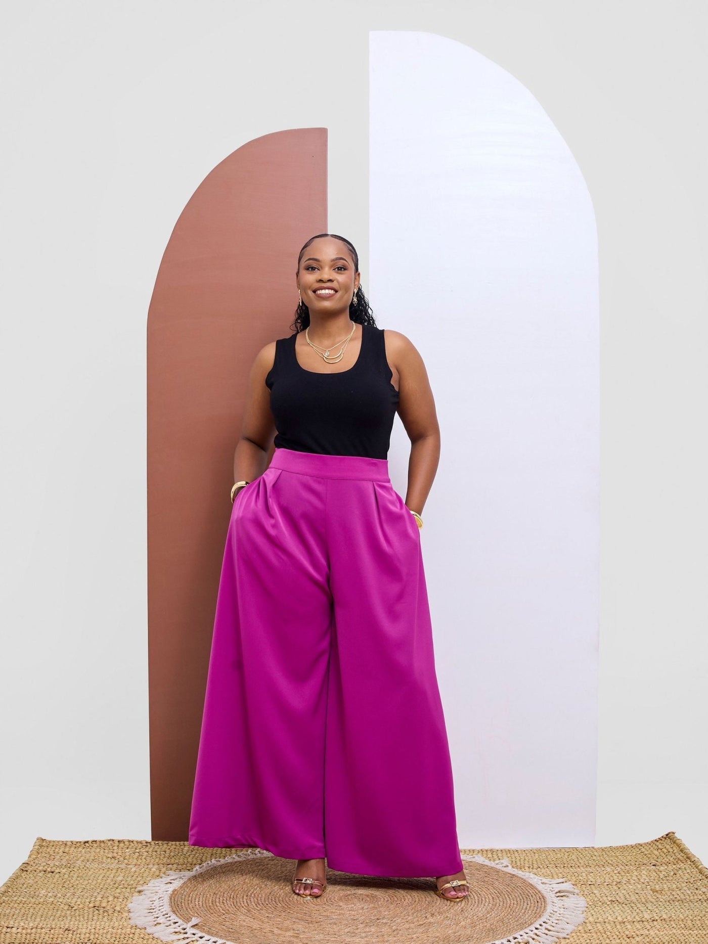 Vivo Basic Crepe Pants - Magenta - Shopzetu