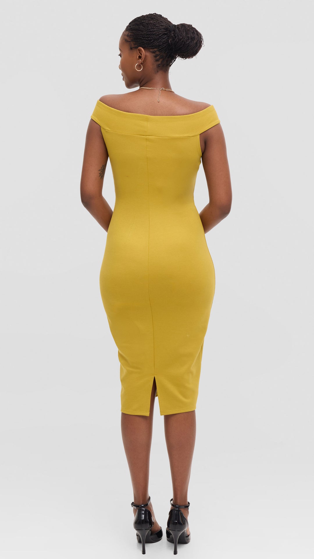 Vivo Boat Neck Dress in Ponte - Olive