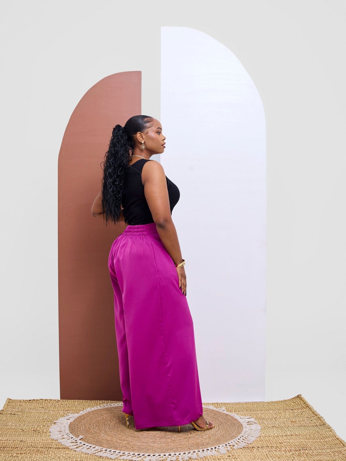 Vivo Basic Crepe Pants - Magenta - Shopzetu