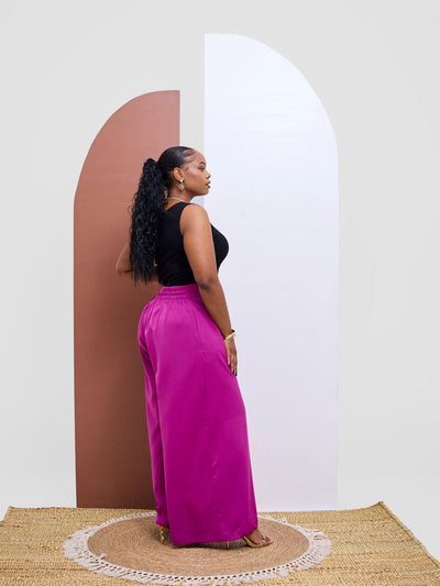 Vivo Basic Crepe Pants - Magenta - Shopzetu