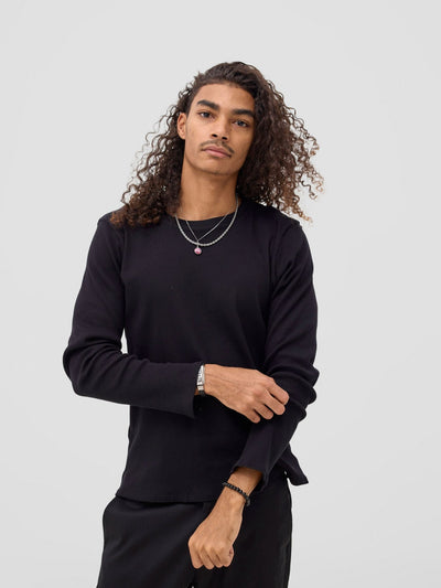 Zoya Yuni Men's Long Sleeve T-shirt - Black - Shopzetu