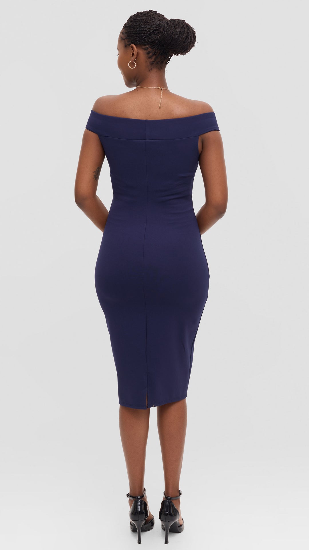Vivo Boat Neck Dress in Ponte - Navy