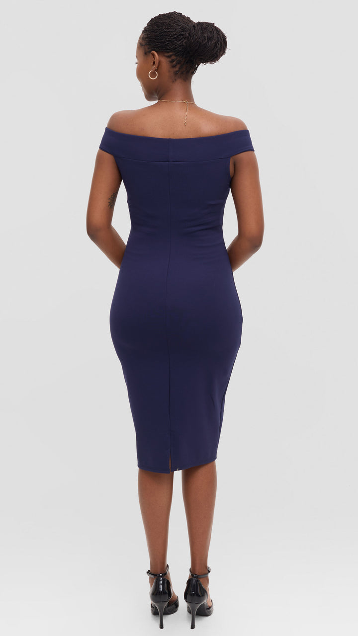 Vivo Boat Neck Dress in Ponte - Navy