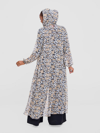 Vivo Basic Hooded Kimono - Black / Cream Print - Shopzetu