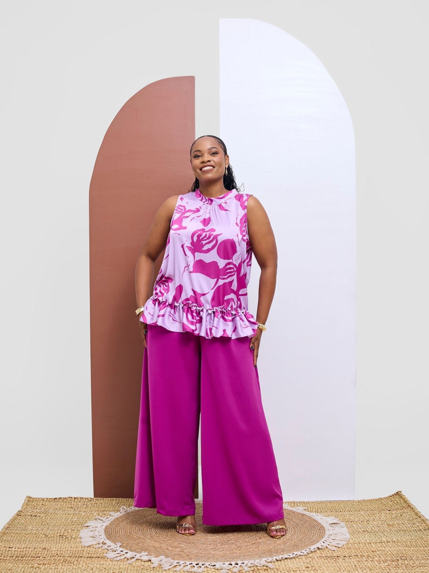 Vivo Basic Crepe Pants - Magenta - Shopzetu