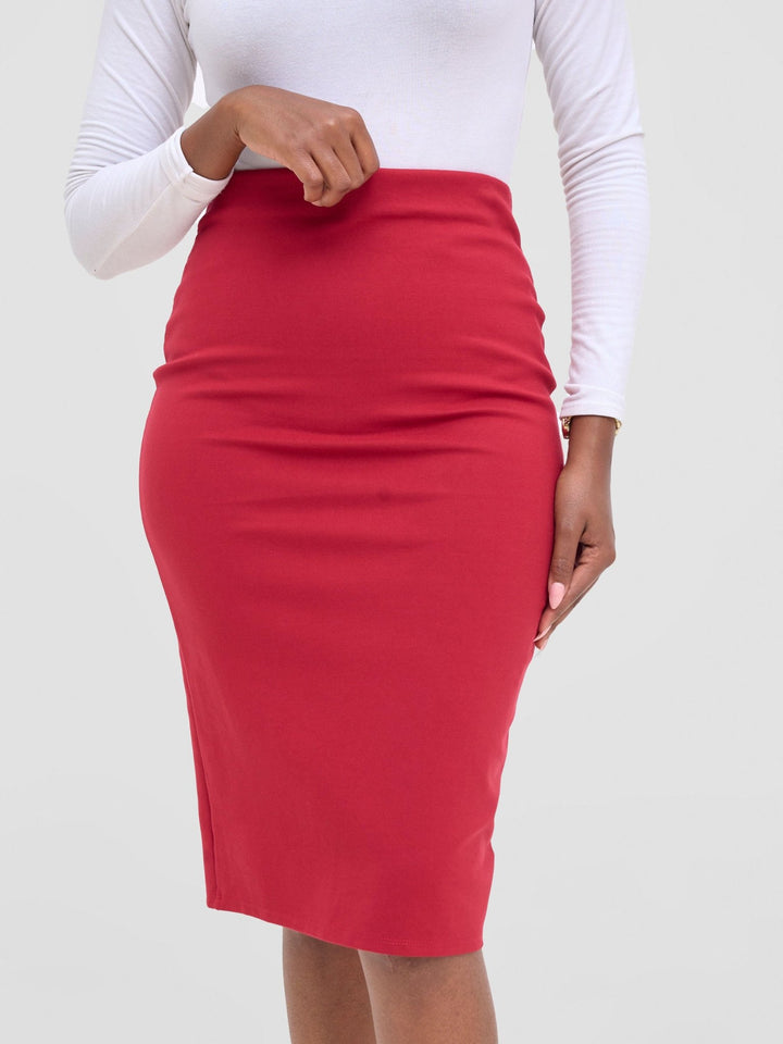 Vivo Basic Waridi Pencil Skirt - Wine Red - Shopzetu