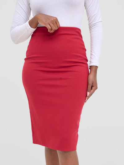 Vivo Basic Waridi Pencil Skirt - Wine Red - Shopzetu