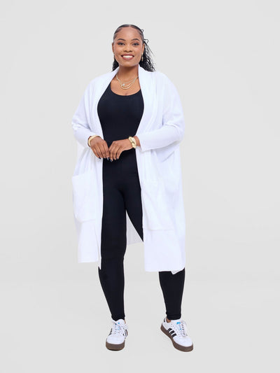 Vivo Cuffed Wide Sweater - White - Shopzetu