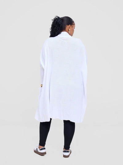 Vivo Cuffed Wide Sweater - White - Shopzetu