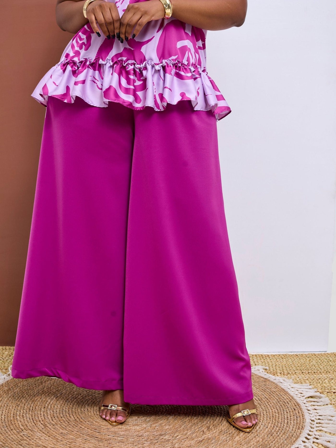 Vivo Basic Crepe Pants - Magenta - Shopzetu