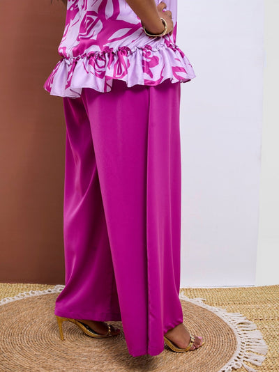 Vivo Basic Crepe Pants - Magenta - Shopzetu
