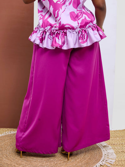Vivo Basic Crepe Pants - Magenta - Shopzetu