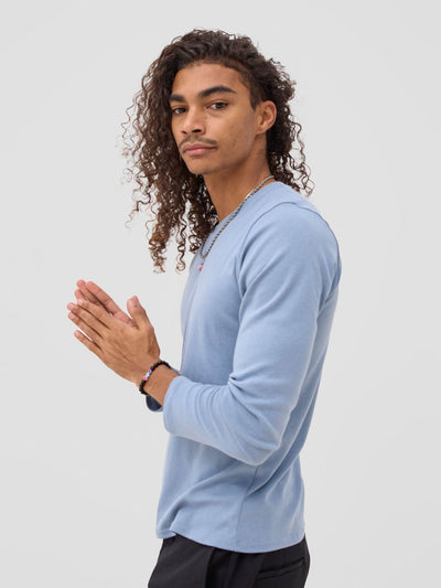 Zoya Sadira Men's Long Sleeve T Shirt - Light Blue - Shopzetu