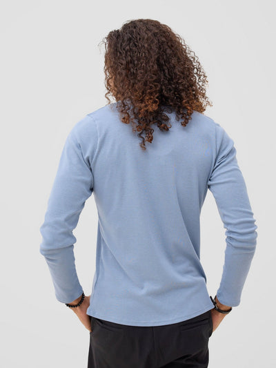 Zoya Sadira Men's Long Sleeve T Shirt - Light Blue - Shopzetu