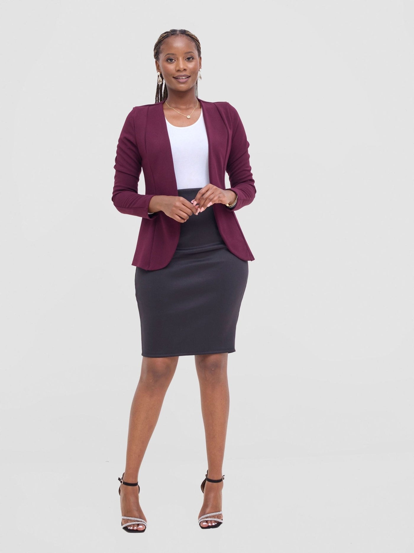 Vivo Basic Dua Jacket - Burgundy - Shopzetu