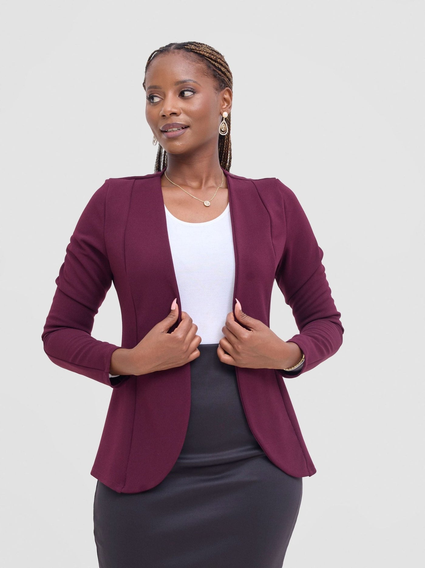 Vivo Basic Dua Jacket - Burgundy - Shopzetu