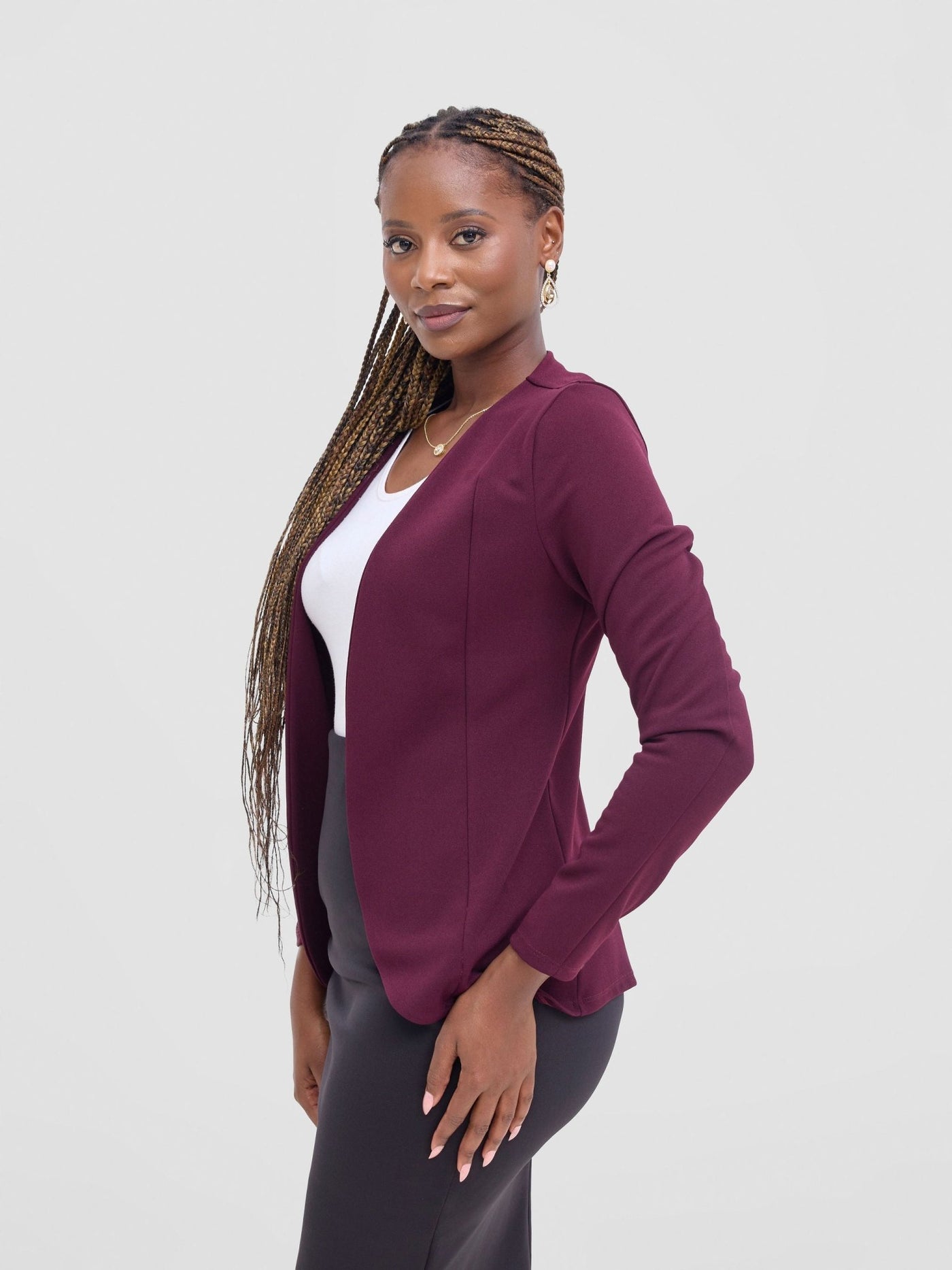 Vivo Basic Dua Jacket - Burgundy - Shopzetu