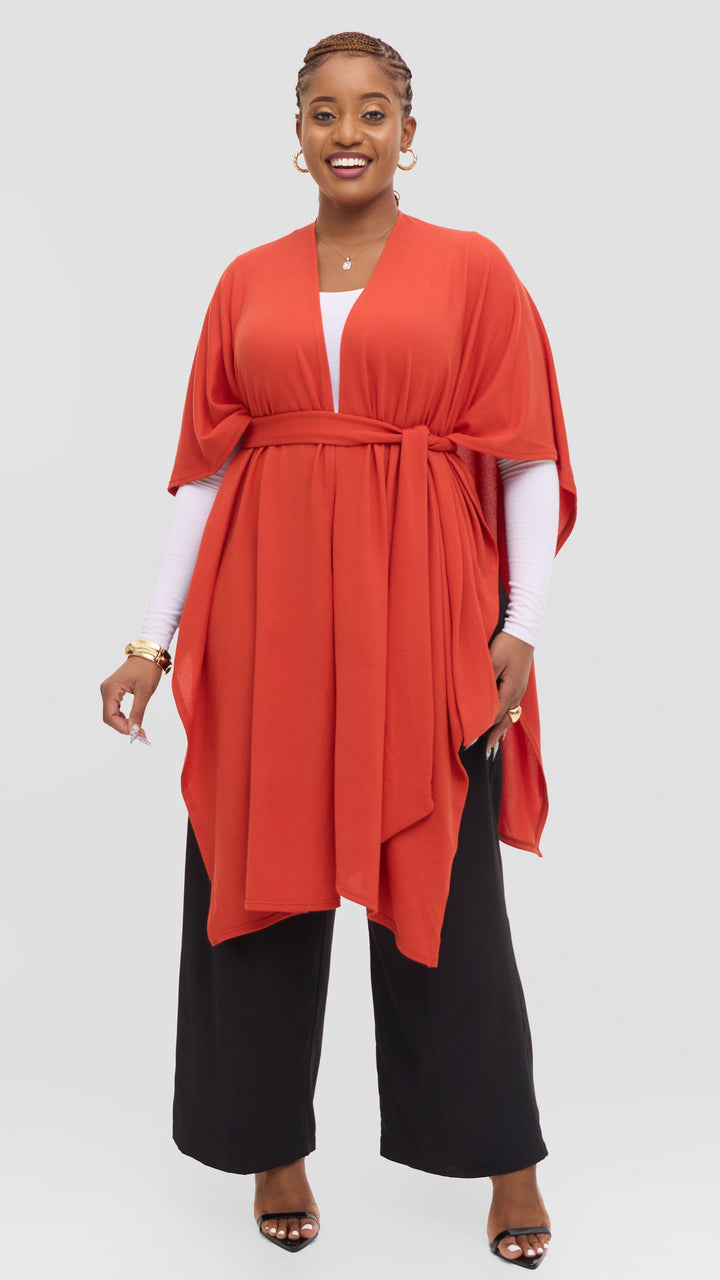 Vivo Wrap Shawl in Sweater - Orange