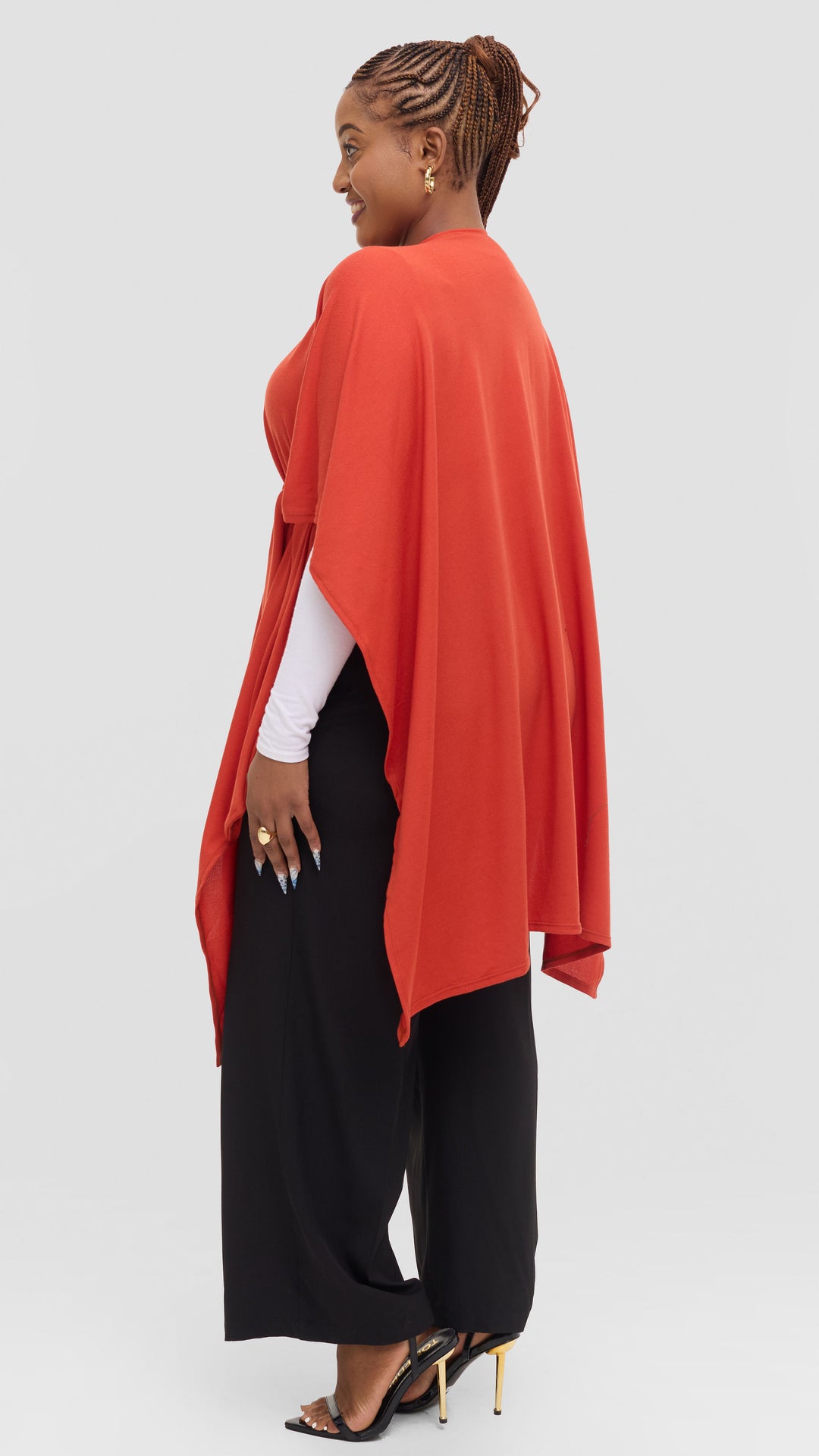 Vivo Wrap Shawl in Sweater - Orange