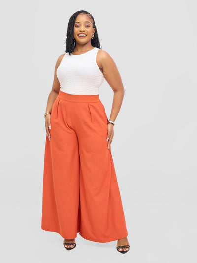 Vivo Basic Crepe Pants - Rust Orange - Shopzetu