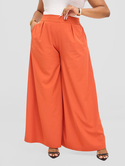 Vivo Basic Crepe Pants - Rust Orange - Shopzetu