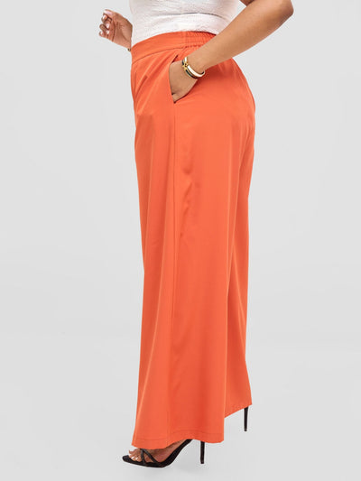 Vivo Basic Crepe Pants - Rust Orange - Shopzetu