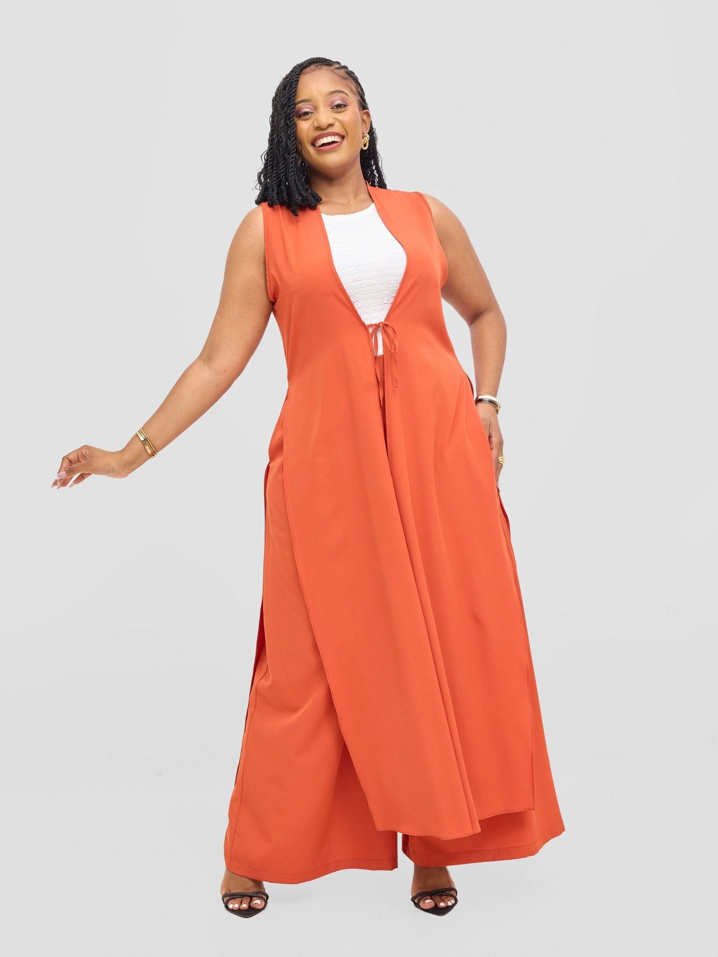 Vivo Isabi Sleeveless Kimono - Rust - Shopzetu