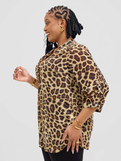 Lamazi Collections Cheetah Top - Brown - Shopzetu