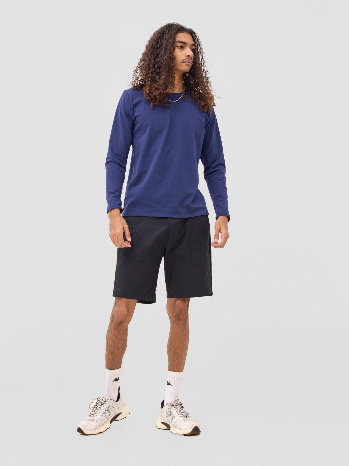 Zoya Yuni Men's Long Sleeve T-shirt - Navy Blue - Shopzetu