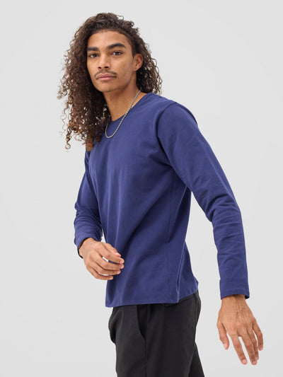 Zoya Yuni Men's Long Sleeve T-shirt - Navy Blue - Shopzetu