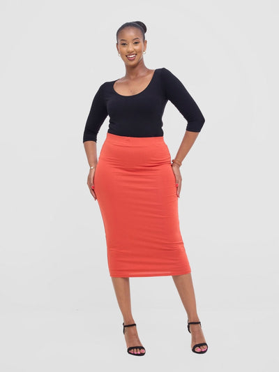 Vivo Basic Lined Capri Skirt - Rust - Shopzetu