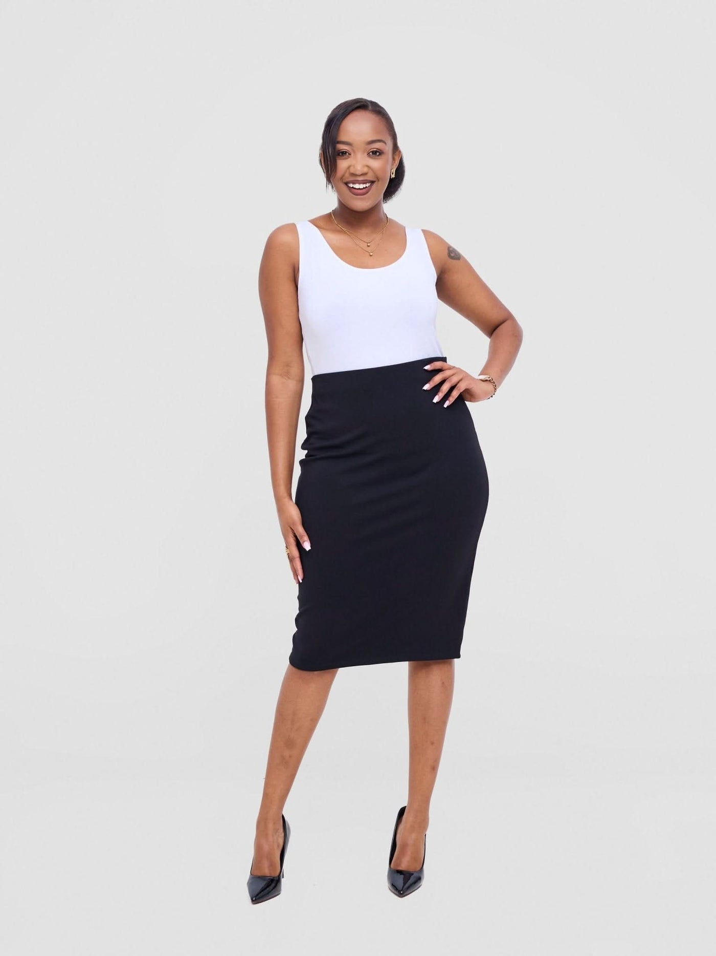 Vivo Waridi Pencil Skirt - Black - Shopzetu