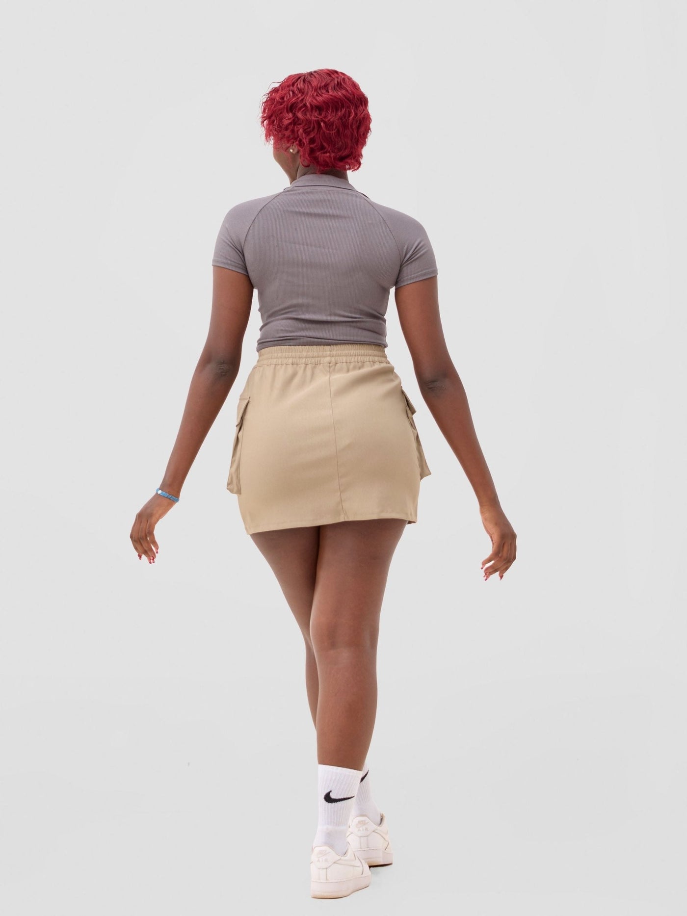 Zoya Sadira Mini Cargo Skirt - Taupe - Shopzetu